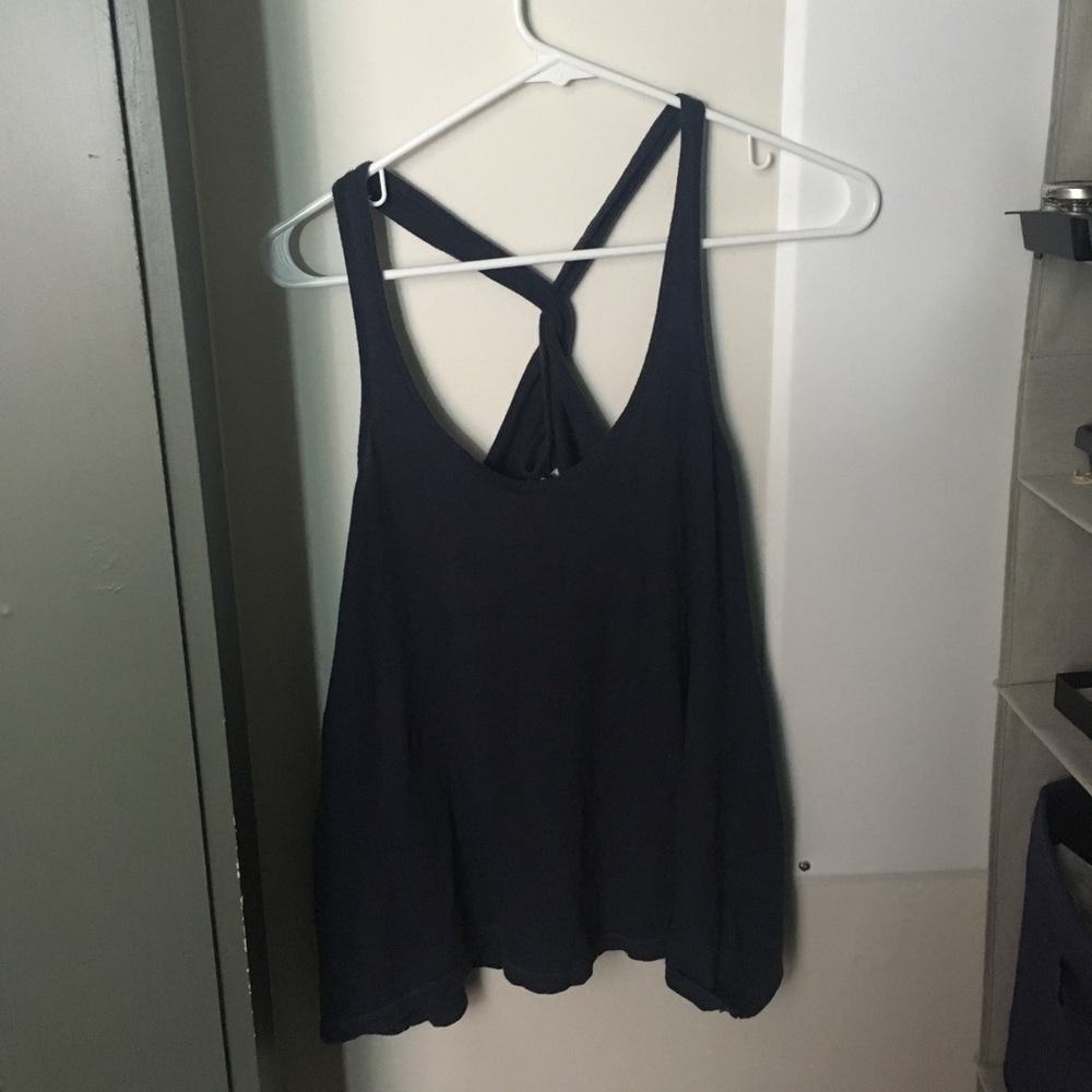 Navy blue twist back tank